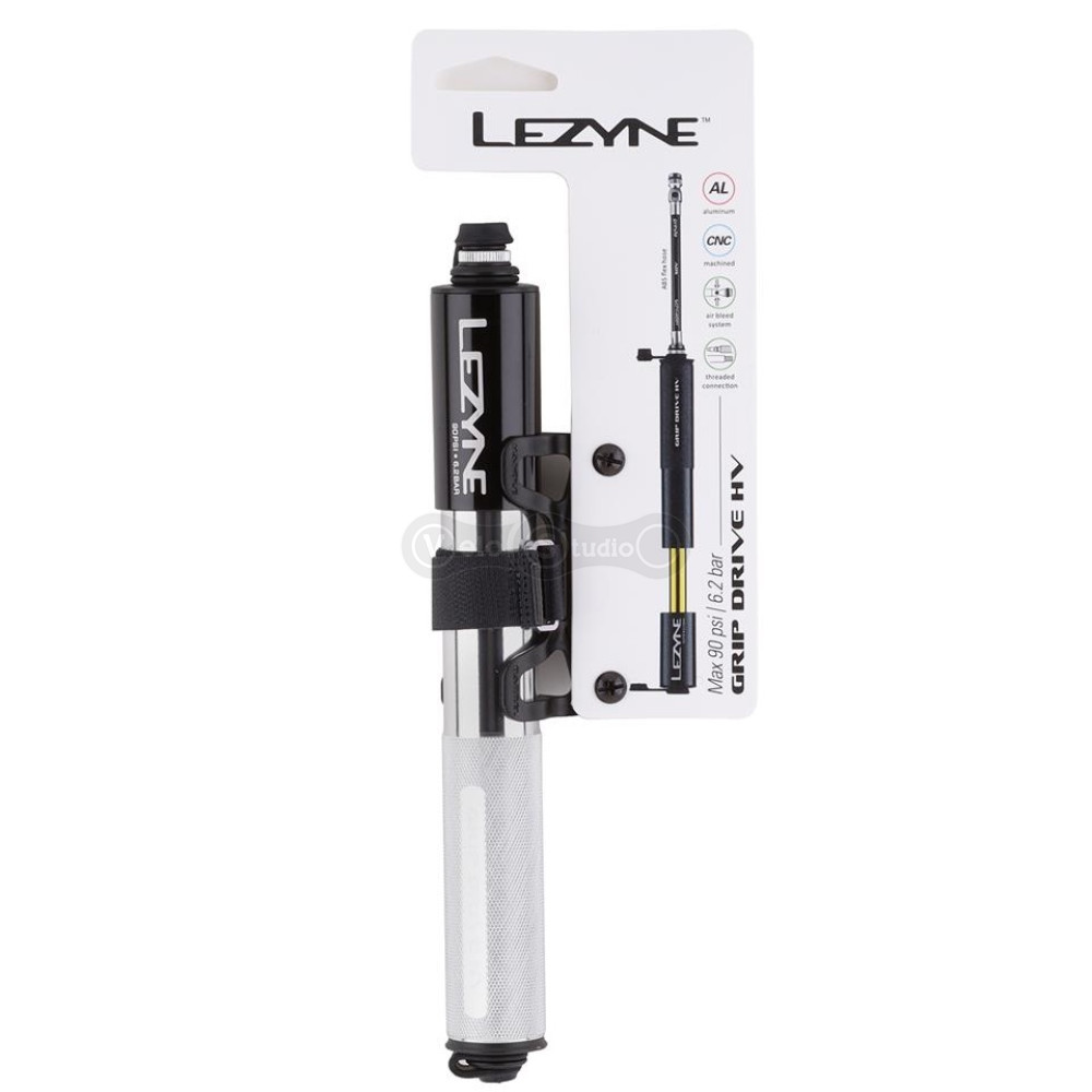 Ручний насос Lezyne Grip Drive HV-M 90 psi сріблястий