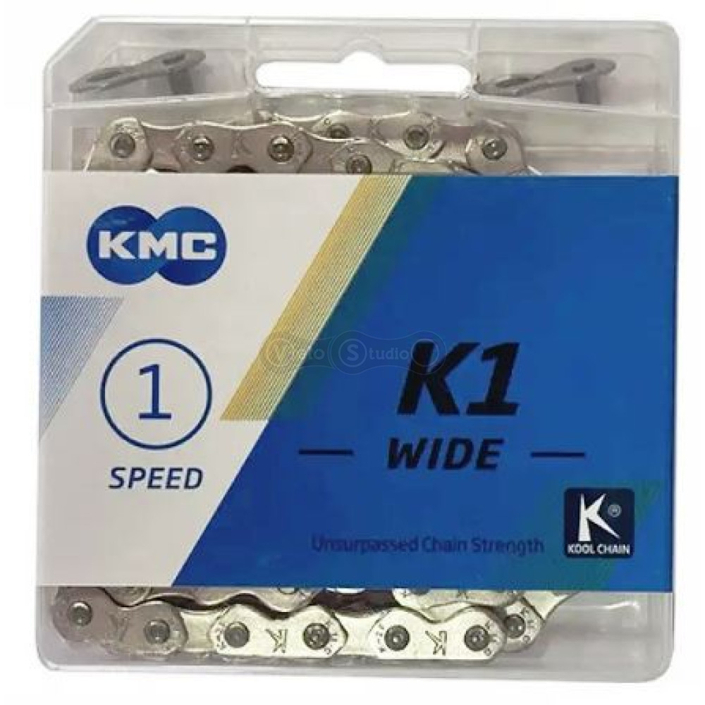 Цепь KMC K1 Wide Silver/Silver односкоростная 112 звеньев + замок