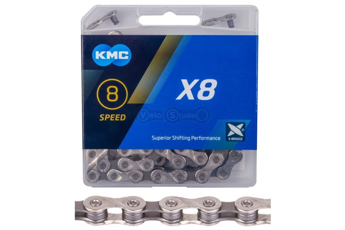 Цепь KMC X8 Silver/Gray 8 скоростей 114 звеньев + замок, цена