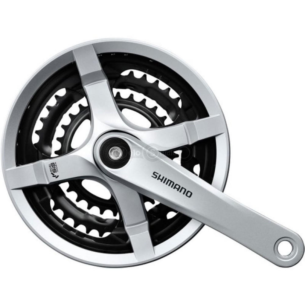 Шатуны Shimano FC-TY501, 170мм, 42X34X24, 6/7/8 скоростей, защита звезд, серые
