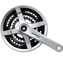 Шатуни Shimano FC-TY501, 170мм, 42X34X24, 6/7/8 швидкостей, захист зірок, сірі