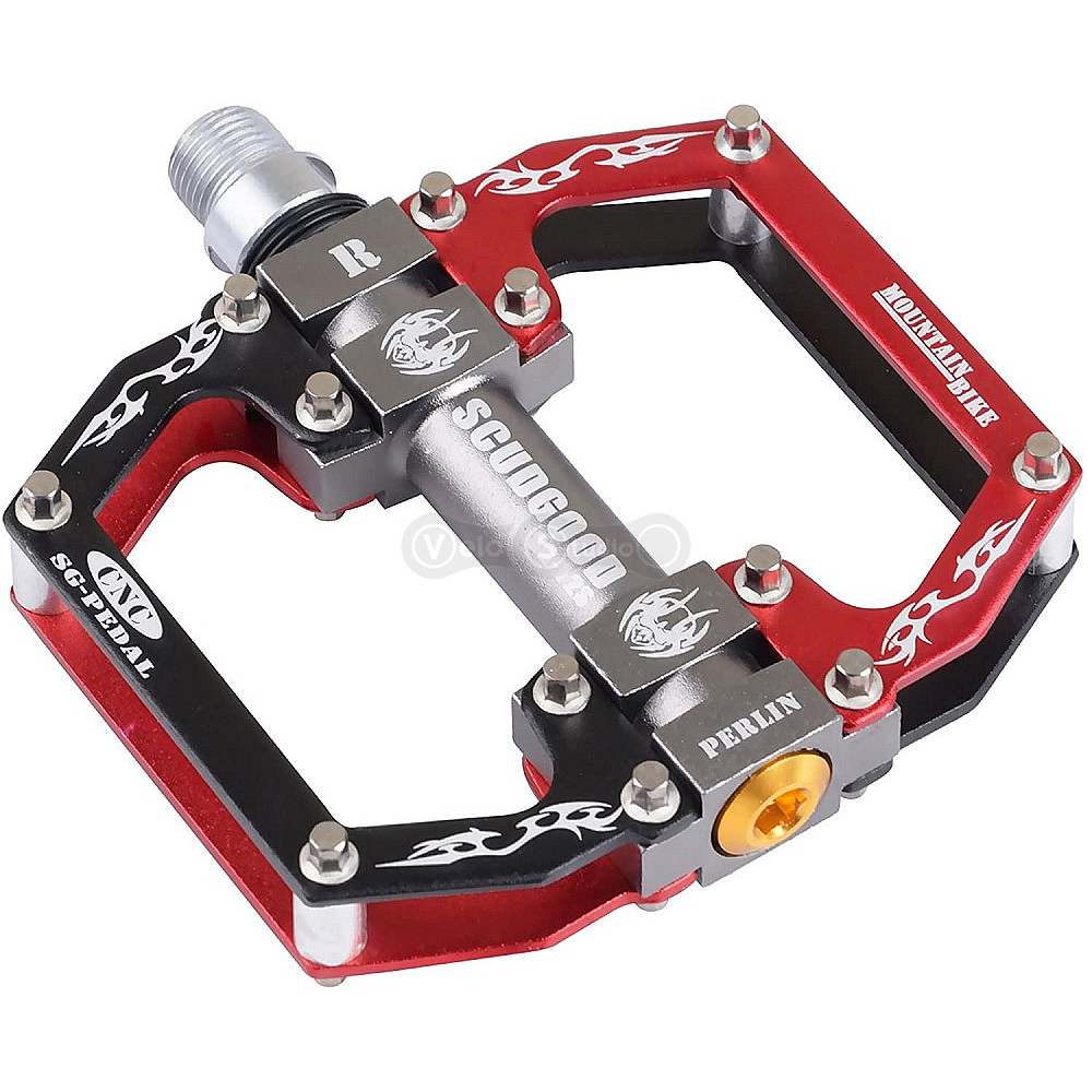 Педали ScudGood MTB BC-PD207 на 3-х промах чёрные - красные