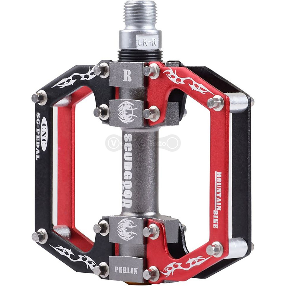 Педали ScudGood MTB BC-PD207 на 3-х промах чёрные - красные