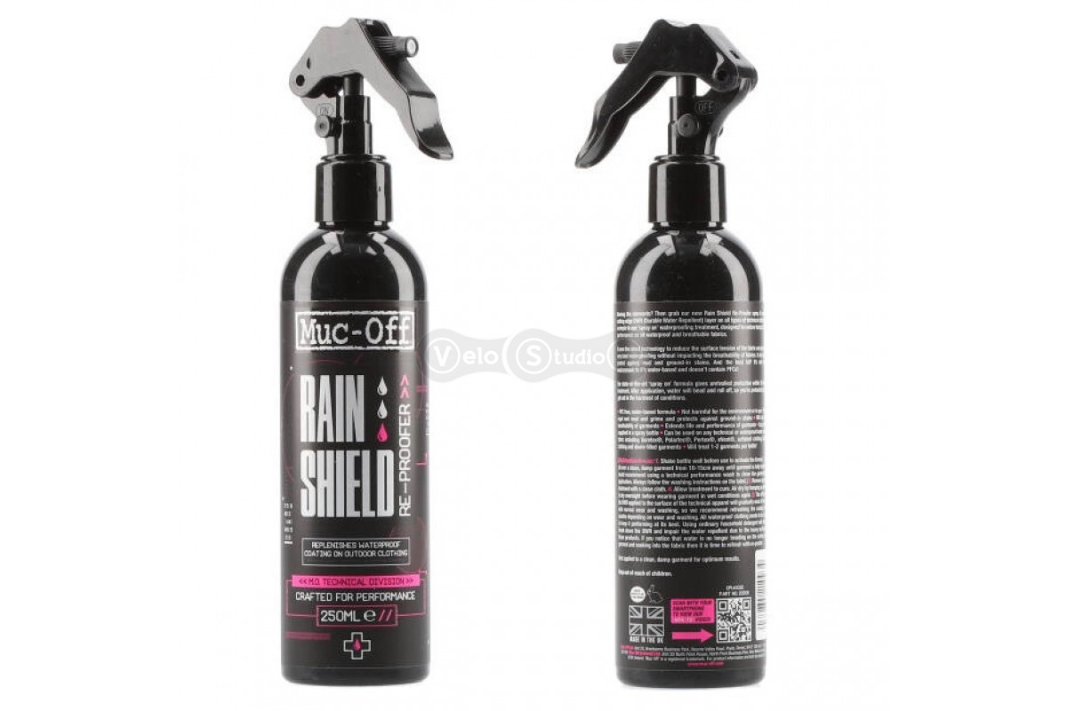 Muc Off 20506 Rain Shield Re-Proofer, 250 Millilitres - Spray-On  Waterproofer For Outdoor And Technical Clothing - PFC-Free Formula