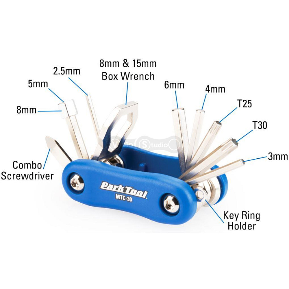 Мультитул Park Tool MTC-30, 2,5/3/4/5/6/8mm, T25/T30, отвёртка, накидной ключ 8 и 15 мм