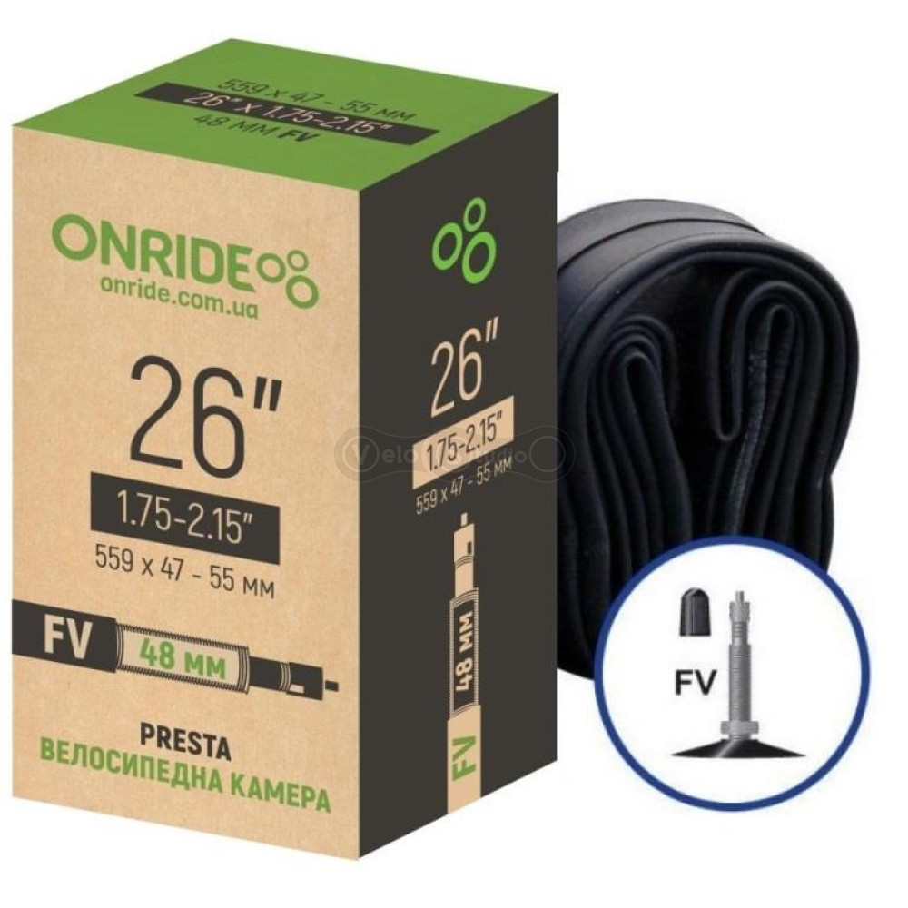 Велосипедна камера ONRIDE 26"x1.75-2.15" FV 48