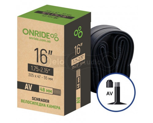 Велосипедная камера ONRIDE 16"x1.75-2.15" AV 48