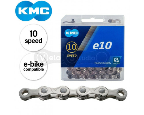 Цепь KMC E10 Silver 10 скоростей 122 звена + замок (E-Bike)