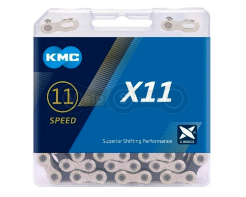 Цепь KMC X11 Silver/Black 11 скоростей 118 звеньев + замок