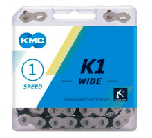 Цепь KMC K1-Wide Silver/Black односкоростная 110 звеньев + замок