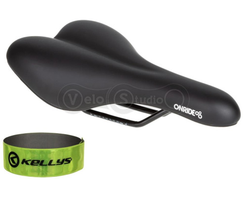 Седло ONRIDE Nap, рамки сталь, черное, 272 х 155 мм + светоотражающая полоска KLS 3M 30 см