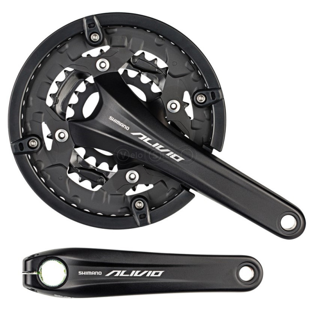 Шатуны Shimano FC-T4060 Alivio, Octalink 175 мм, 44x32x22, черные с защитой