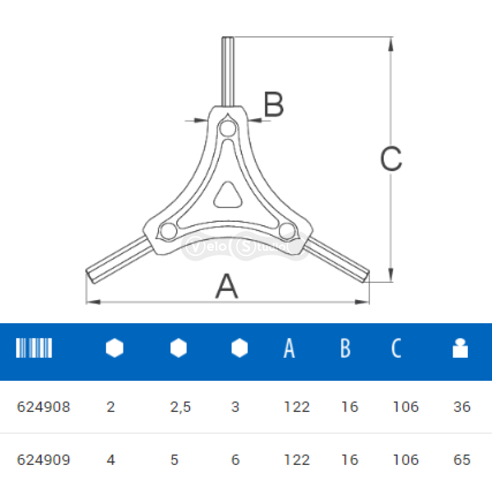 Шестигранники Unior Tools 2x2,5x3 Red