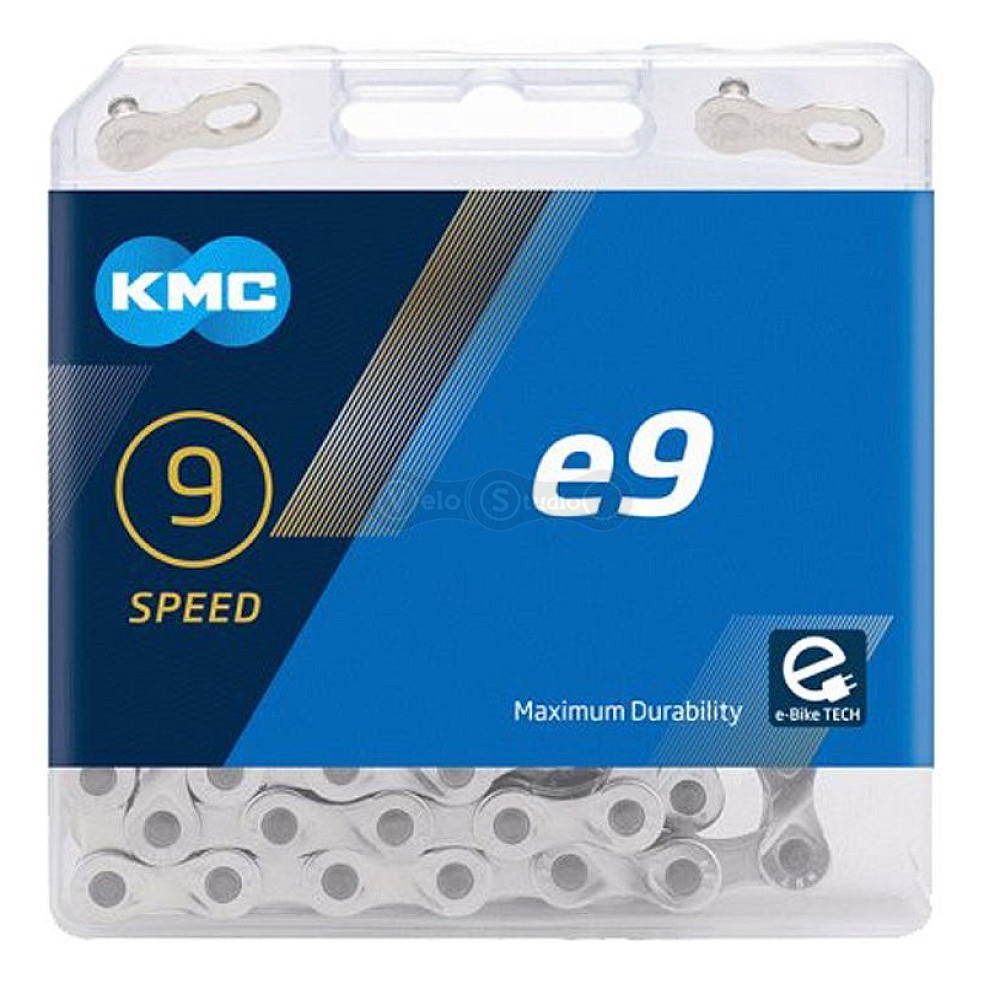 Цепь KMC e9 Silver 9 скоростей 122 звена + замок (E-Bike)
