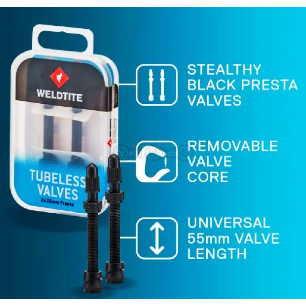 Безкамерний ніпель Weldtite Tubeless Valve Kit 55 мм - 2 штуки