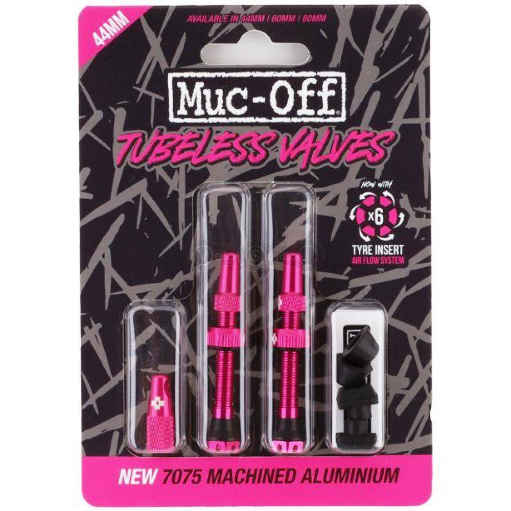 Бескамерный ниппель MUC-OFF Tubeless V2 44 мм розовый - 2 штуки