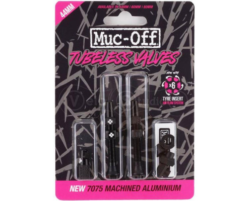 Бескамерный ниппель MUC-OFF Tubeless V2 44 мм чёрный - 2 штуки
