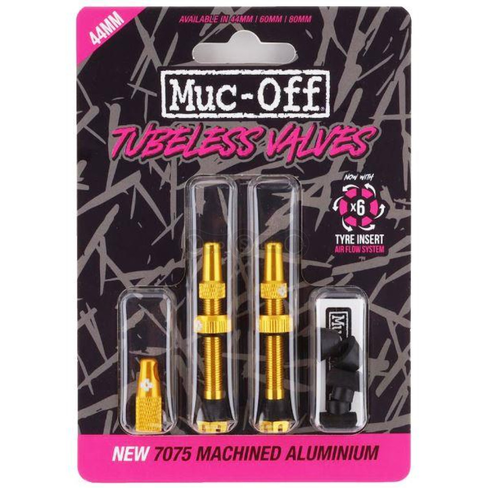 Бескамерный ниппель MUC-OFF Tubeless V2 44 мм золотой - 2 штуки
