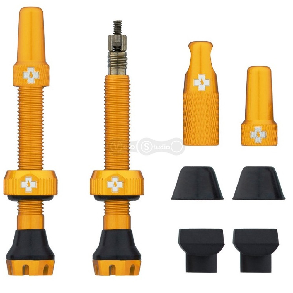Бескамерный ниппель MUC-OFF Tubeless V2 44 мм золотой - 2 штуки