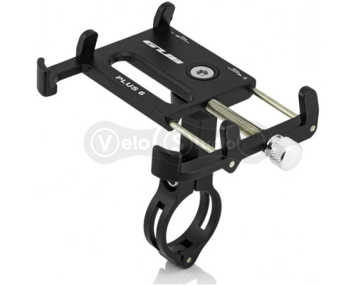 Держатель гаджета GUB PLUS 6 на руль алюминиевый с поворотным механизмом черный