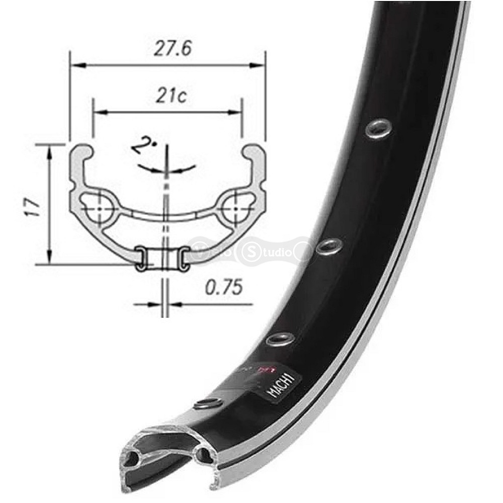 Обод Mach1 670, 26" 32 отверстия, под ободной тормоз, черный