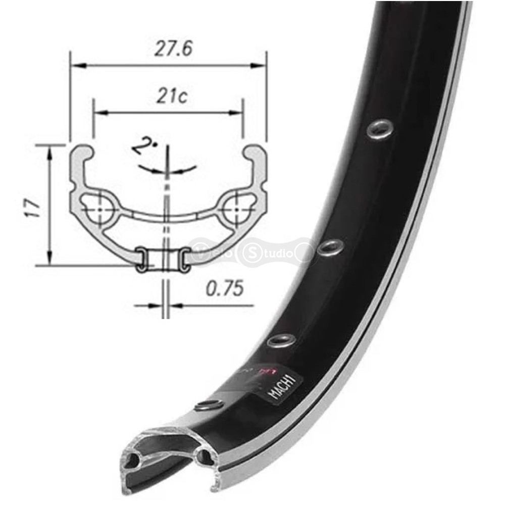 Обод Mach1 670, 28" 32 отверстия, под ободной тормоз, черный
