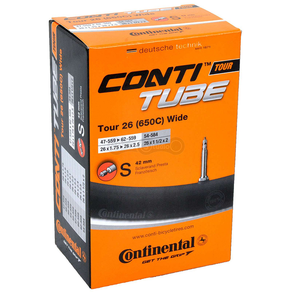 Вело камера Continental Tour Tube Wide 26 x 1.75 - 2.50, 47-559->62-559, S42, 200 г