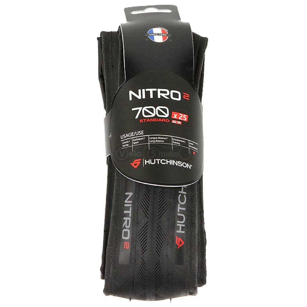 Вело покрышка HUTCHINSON NITRO 2 700x25, Folding, Mono-compound, Black