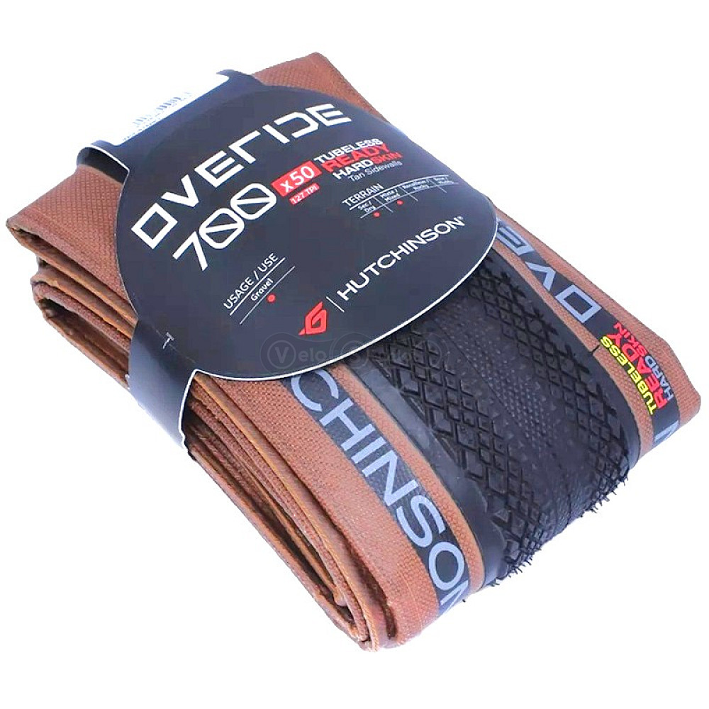Вело покрышка HUTCHINSON OVERIDE 700X50, Hardskin, Tubeless Ready, Tan Walls