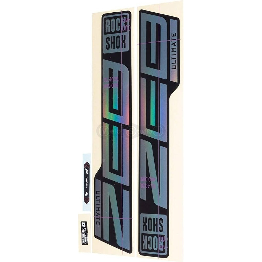 Наклейки на вилку ROCKSHOX - ZEB ULTIMATE 27/29 GLOSS RAINBOW FOIL FOR HIGH GLOSS BLACK (2021)