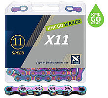 Ланцюг KMC X11 Aurora Blue 11 швидкостей, 118 ланок + замок Waxed (мастило KMC GO WAX)
