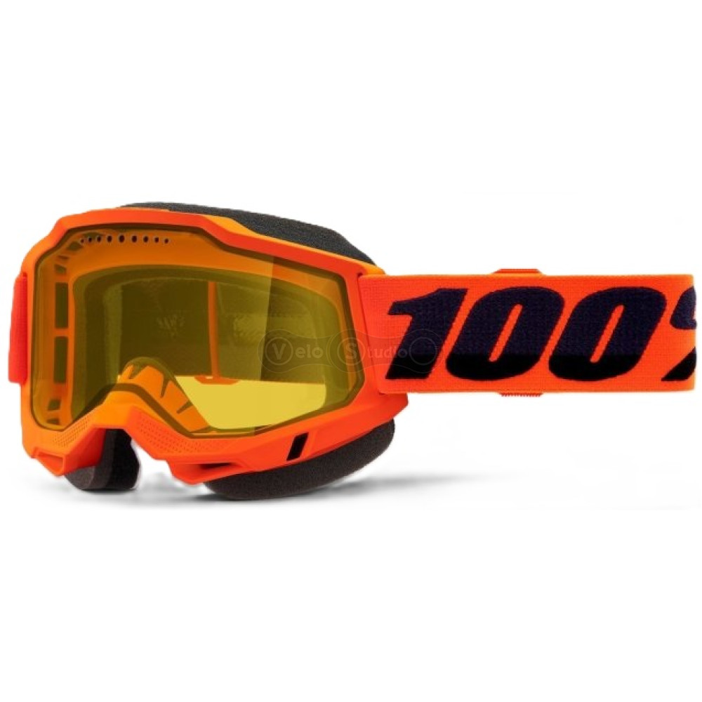 Маска 100% ACCURI 2 Snowmobile Goggle [Neon Orange], Dual Yellow Lens