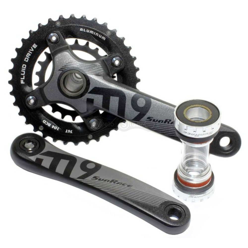 Шатуны Sunrace M966 под Hollowtech, 9 скоростей, 36-22T, 175мм, с кареткой BBM97