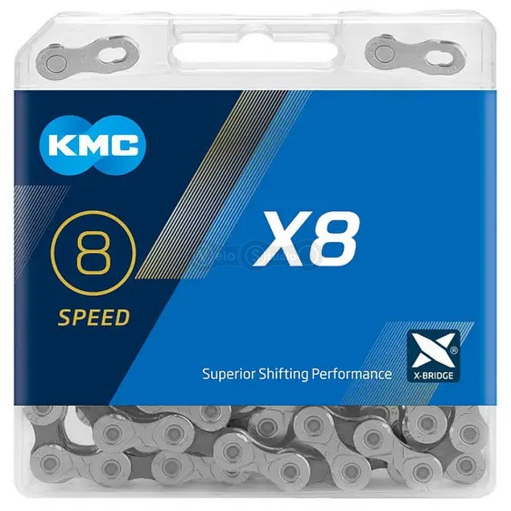 Цепь KMC X8 Silver/Grey 8 скоростей 116 звеньев + замок
