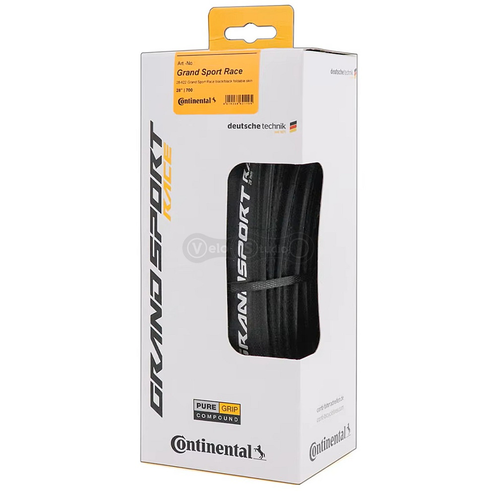 Вело покрышка Continental Grand Sport Race 700 x 23C, черная, складная, skin