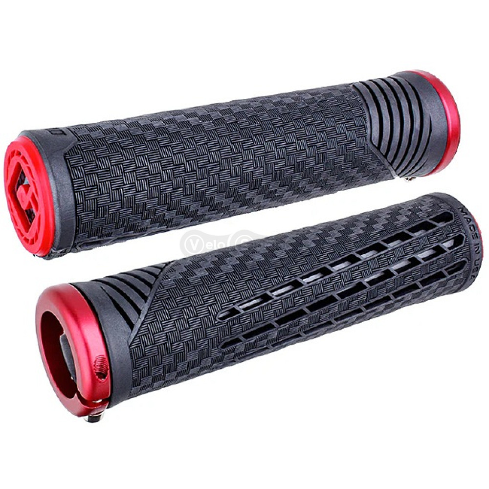 Грипси ODI CF Grip v2.1 Lock-On Pearl Blk/Red w/MtRedClamp