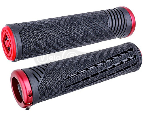 Грипсы ODI CF Grip v2.1 Lock-On Pearl Blk/Red w/MtRedClamp