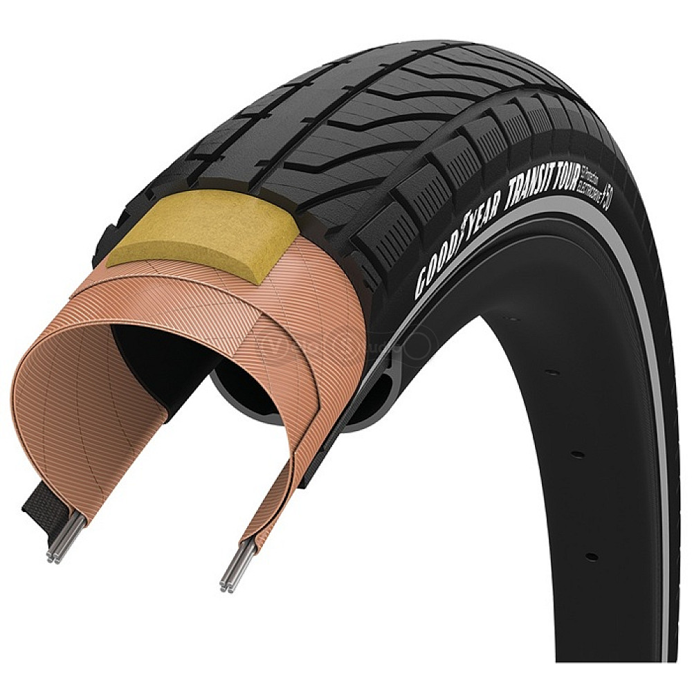 Покрышка 27.5x2.40 (61-584) GoodYear Transit Tour S3:Protection, Wire, Black + reflective strips, 60tpi