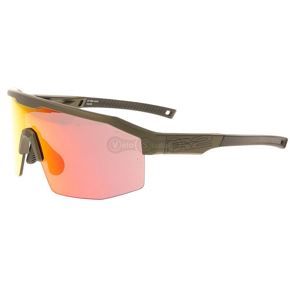 Очки R2 GAIN khaki (TR90), линза red (HD), покрытие black/red full revo, кат 3