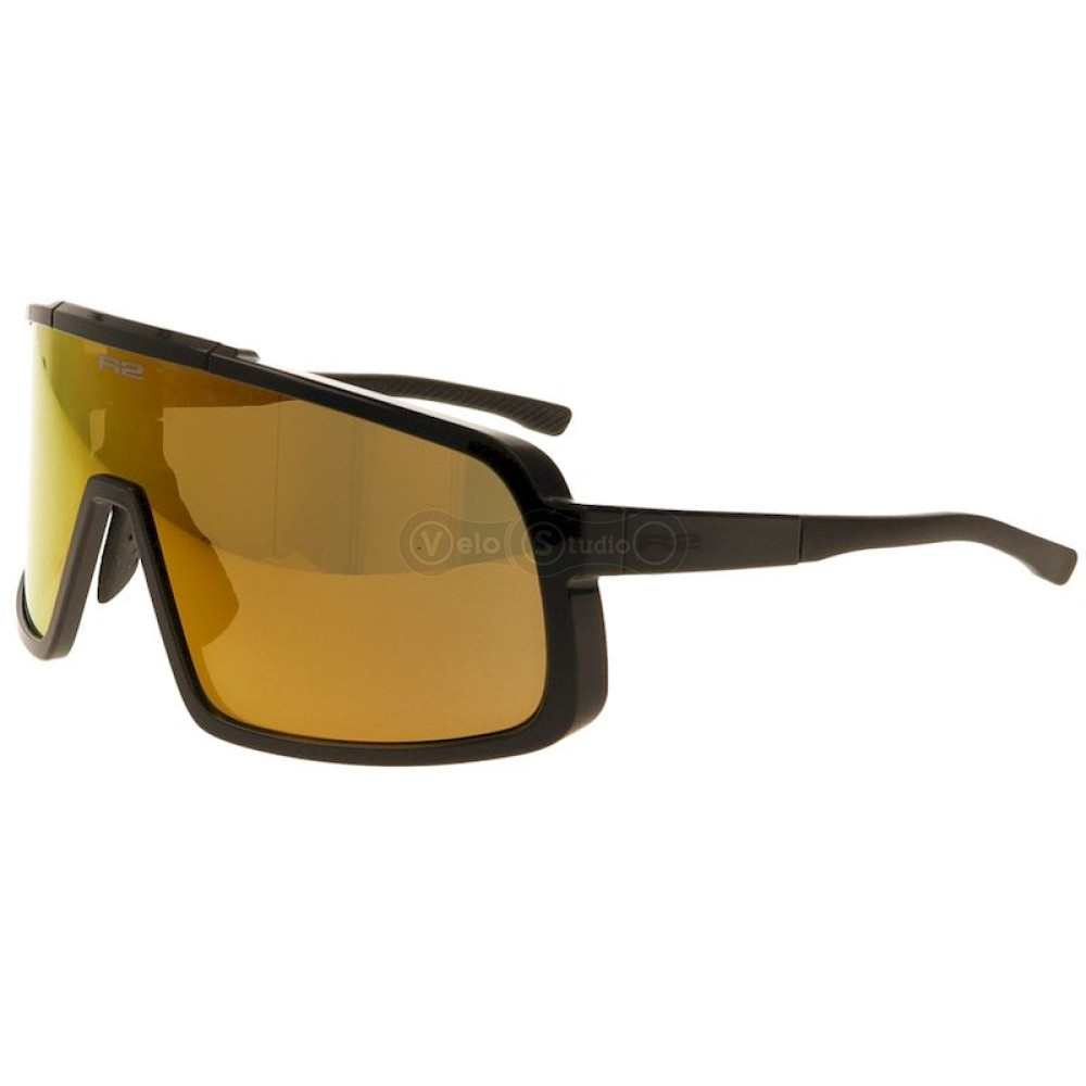 Окуляри R2 REVEL black (TR90), лінза brown, покриття gold full revo, кат 3
