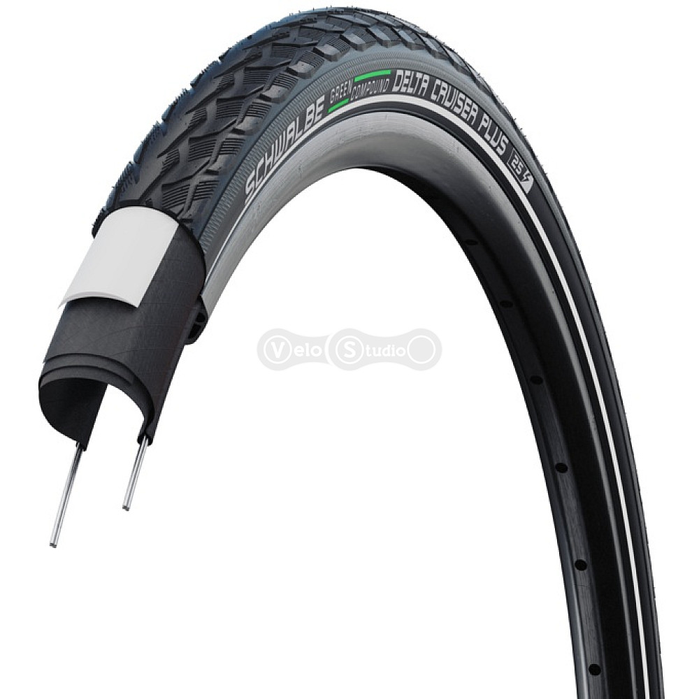 Покрышка Schwalbe Delta Cruiser Plus 28x1.75 (47-622) Active, PunctureGuard, TwinSkin, GREEN, B/B+RT