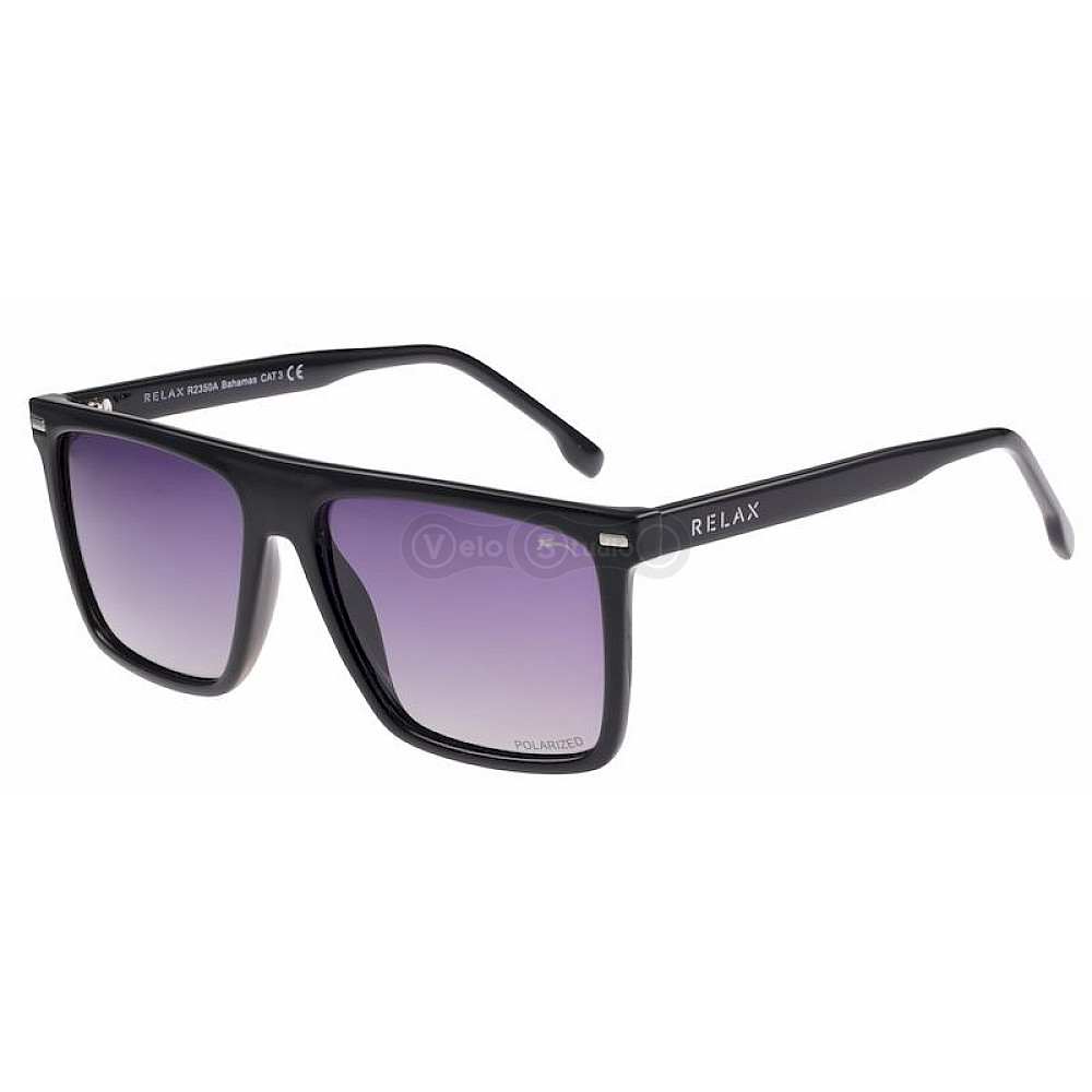 Окуляри Relax Bahamas чорні глянсові, лінза smoke grady (Polarized TAC), кат 3