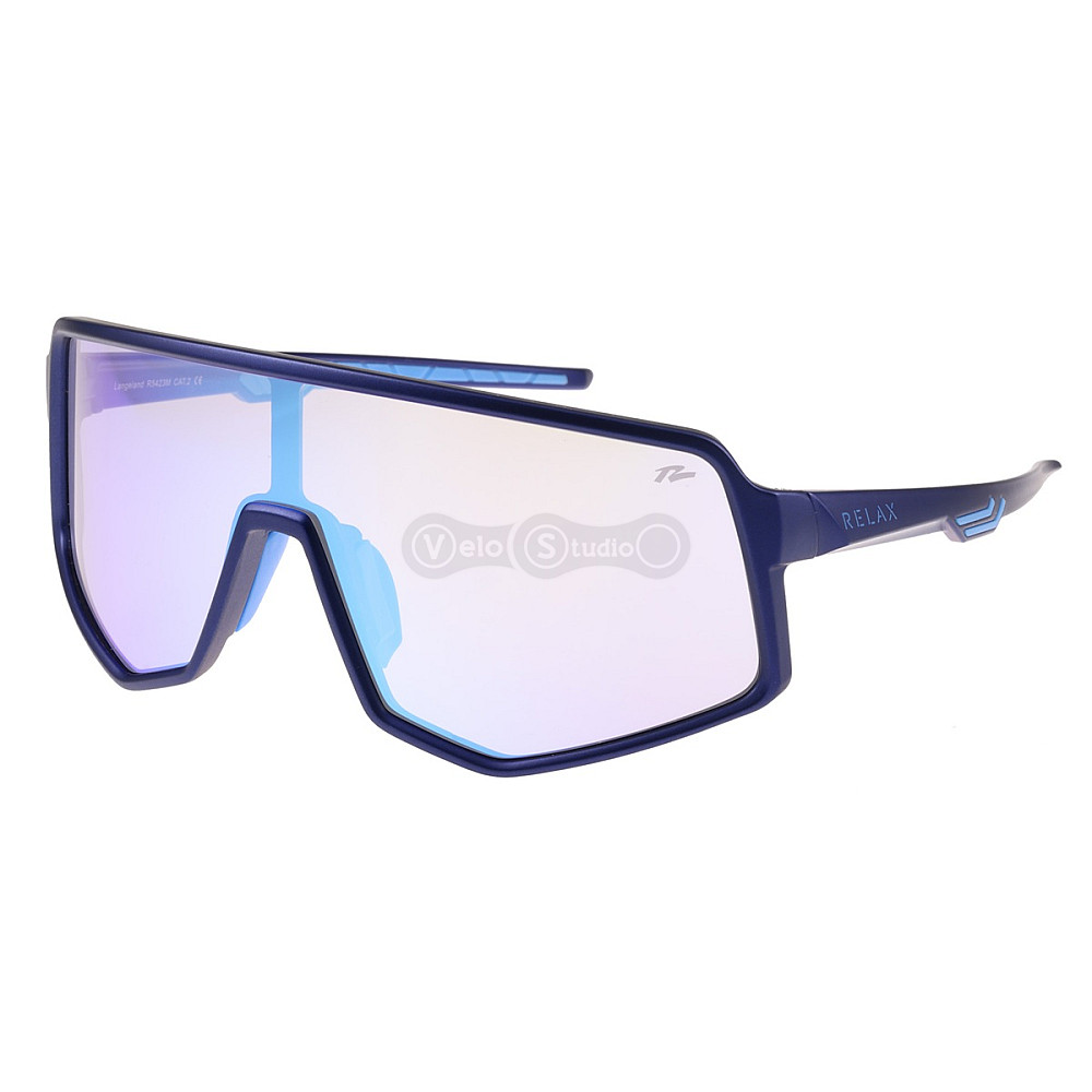 Очки Relax Langeland синие матовые, линза smoke (PC), ice blue revo, кат 3