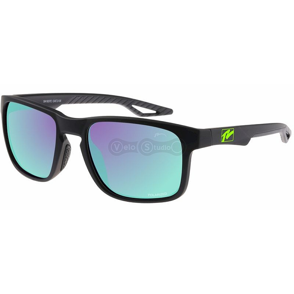 Очки Relax Baltra черные прорезиненные, линза smoke (Polarized TAC 1,1mm), green revo, кат 3