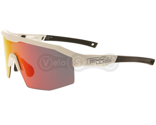 Окуляри R2 GAIN white (TR90), лінза smoke (Polarized TAC), покриття black/red full revo, кат 3