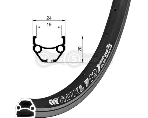 Обод Remerx DRAGON LINE RX 719, 26, 559x19, 32 отверстия, AV, черный анодированный, V-Br, CNC