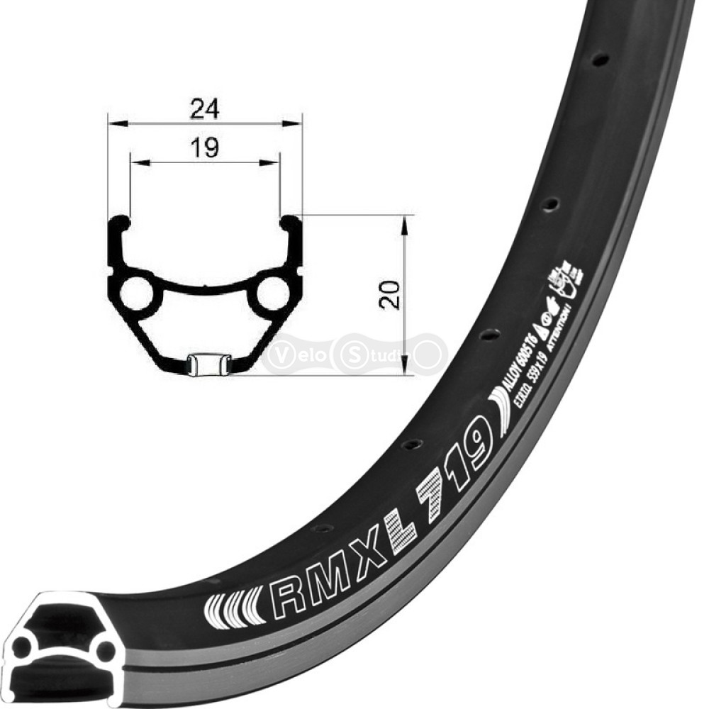 Обод Remerx DRAGON LINE RX 719, 27.5, 584x19, 32 отверстия, AV, черный анодированный, V-Br, CNC