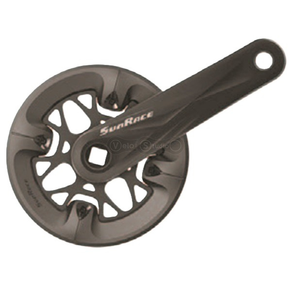 Шатуны SunRace FCM408 B под квадрат, 170 мм, 38T, на 11/10/9 скоростей, с защитой, черные