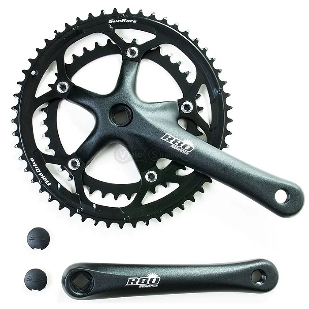 Шатуни SunRace FCR810 під квадрат, 170 мм, 53-39T, на 8/7/ швидкостей, чорні
