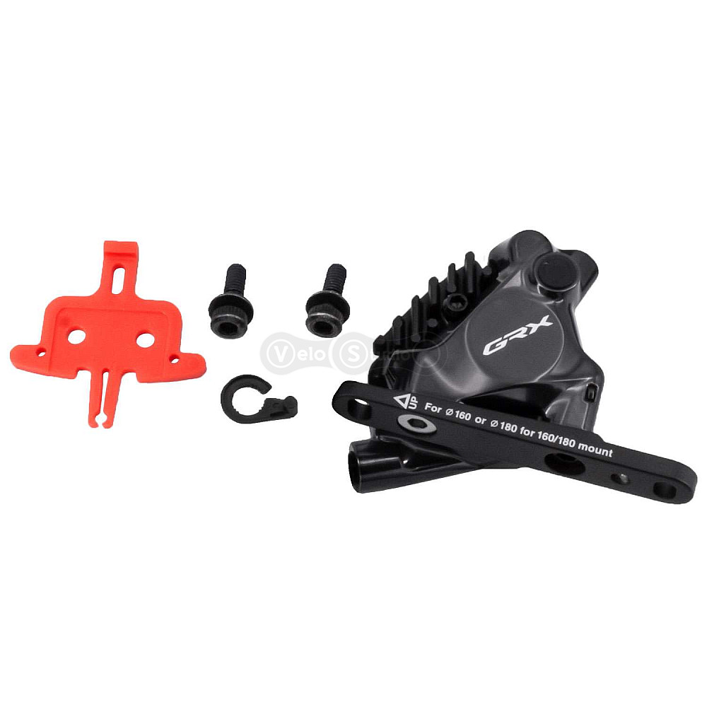Калипер гидравлического тормоза Shimano BR-RX820, GRX, передний, FLAT MOUNT, 140/160MM ротор, колодка L05A RESIN PAD(W/FIN)